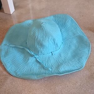 Turquoise Wide Brim Sun Hat